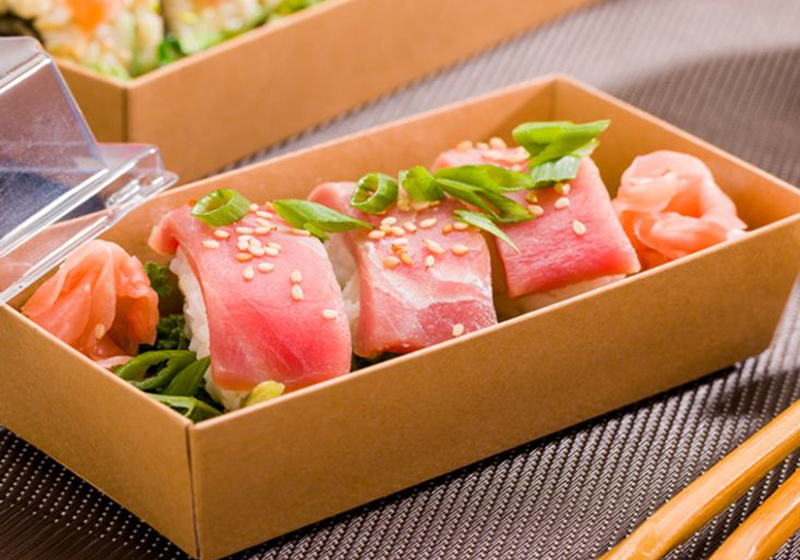 Wegwerp biologisch afbreekbare sushi-papierdoos